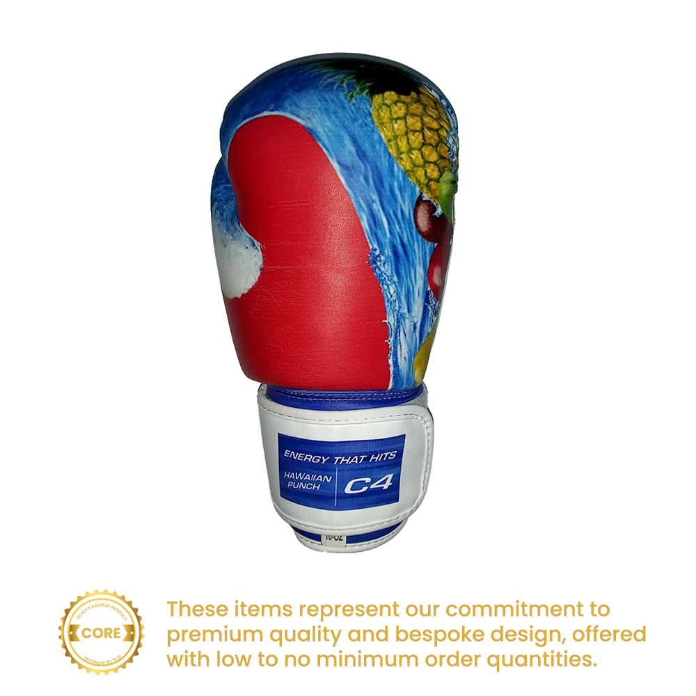 Red, white and blue custom printed leather boxing glove