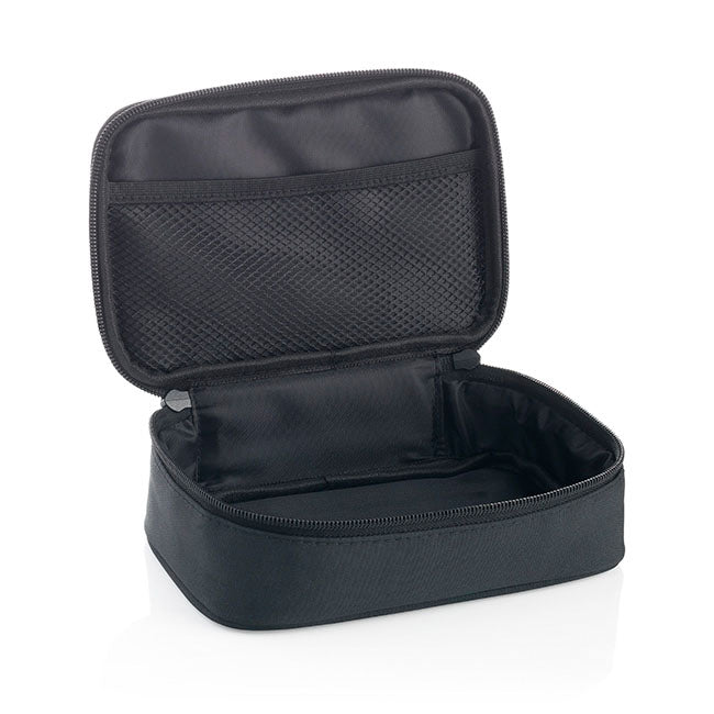 Black Double Zippered Wash Bag branded personal care item in black printed with your company logo