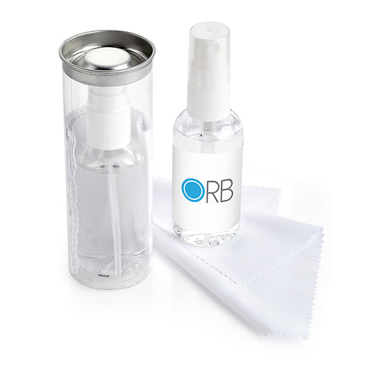 Screen Spray and Cloth in a Tube (50ml) branded desk accessory in clear printed with your company logo