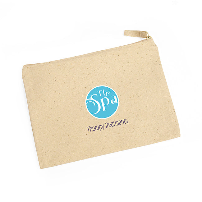 Medium Natural Cotton Toiletry Bag branded personal care item in natural printed with your company logo