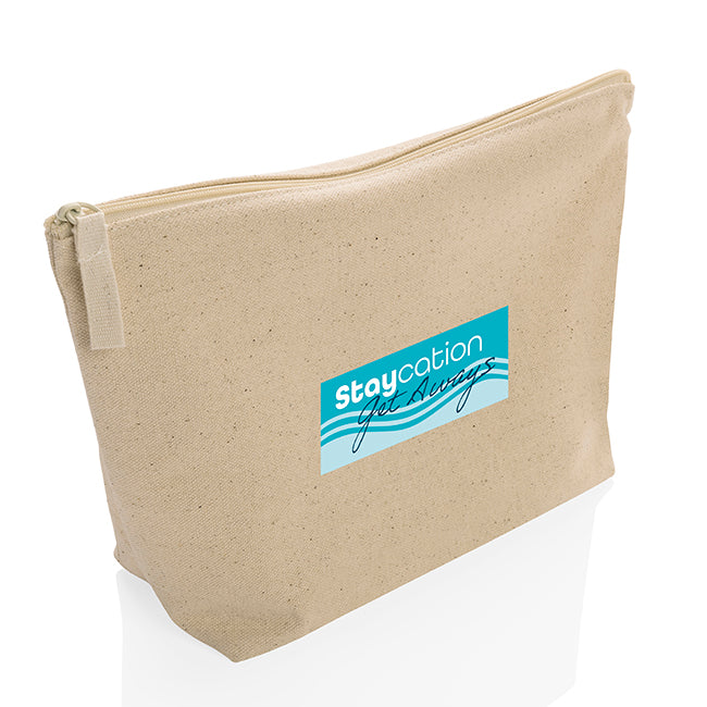 Natural Cotton Toiletry Bag with Gusset branded personal care item in natural printed with your company logo