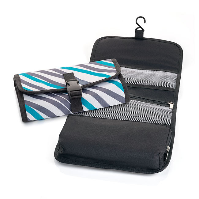 Hanging Polyester Wash Bag branded personal care item in black, blue, brown, green, orange, pink, purple, red, white, yellow