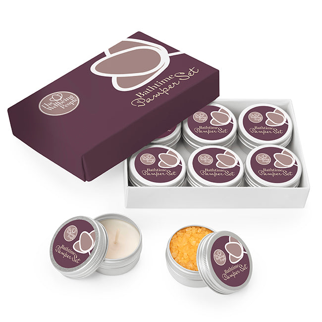 6 Piece Spa Gift Set branded wellbeing gift in white/silver printed with your company logo