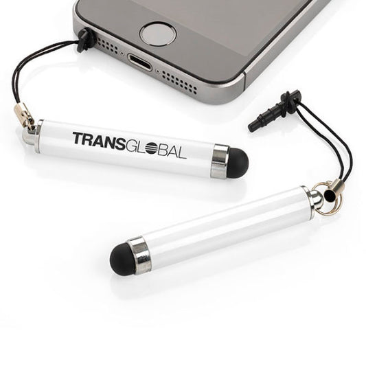 White Touch Screen Stylus branded tech accessory in white printed with your company logo