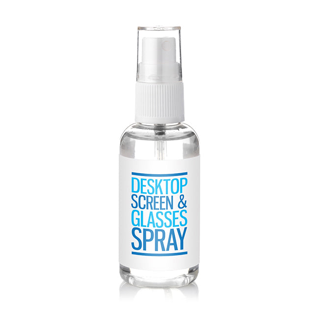 Glasses and Computer Screen Cleaner Spray (50ml) branded desk accessory in clear printed with your company logo
