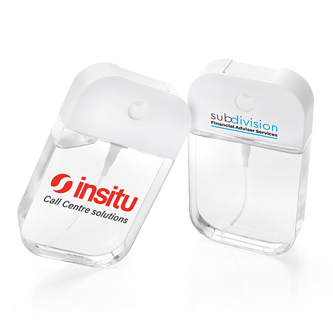 Refillable Glasses and Screen Cleaning Spray (50ml) branded desk accessory in clear/white printed with your company logo