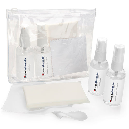 Personal Work Cleaning Kit in a Clear PVC Bag branded personal care item in clear printed with your company logo