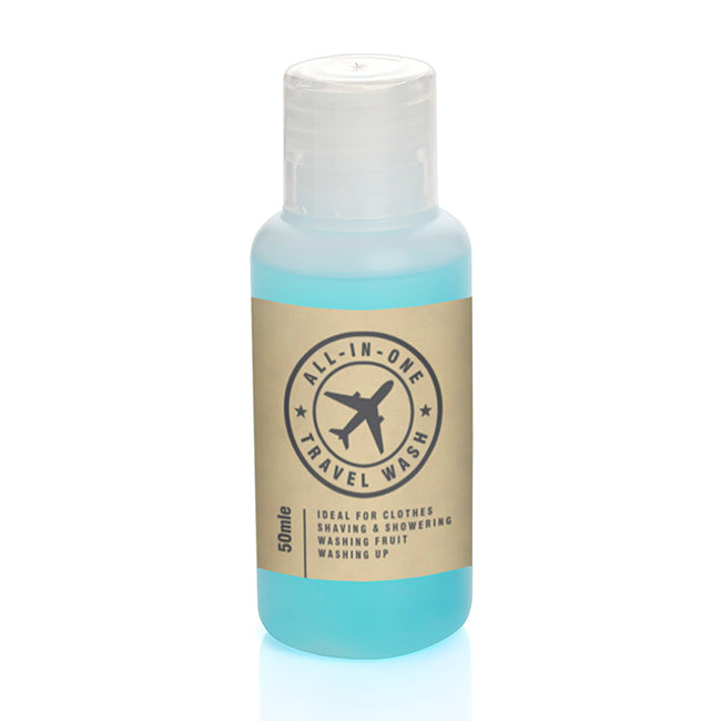 All In One Travel Wash (50ml) branded personal care item in blue printed with your company logo