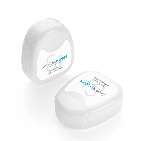 Dental Floss in a 100% PCR Box branded hygiene essential in white printed with your company logo