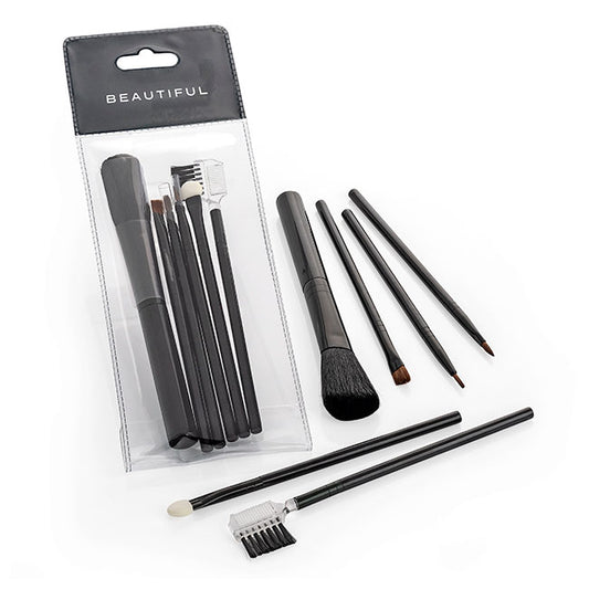 6 Piece Brush and Applicator Set branded beauty item in black printed with your company logo