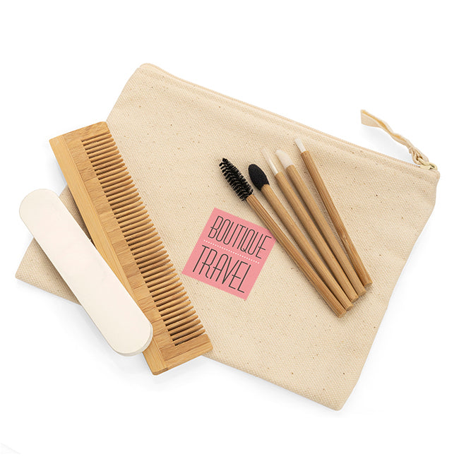 8 Piece Travel Bag Accessories Set branded personal care item in natural printed with your company logo