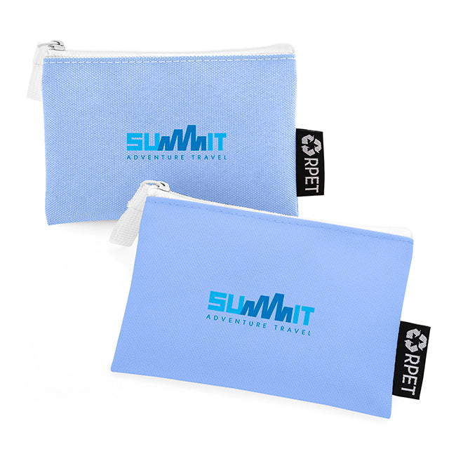Cosmetic and Toiletry Purse from Recycled Bottles branded personal care item in black, blue, brown, green, orange, pink