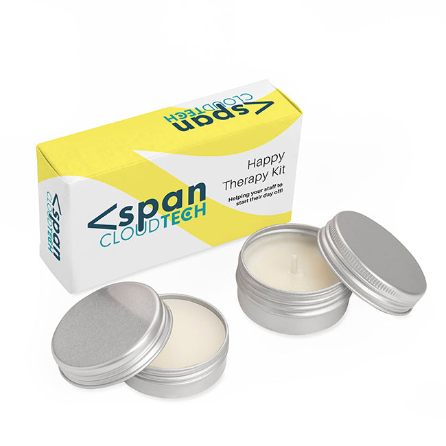 2 Piece Happy/Invigorating Therapy Set branded personal care item in white/silver printed with your company logo
