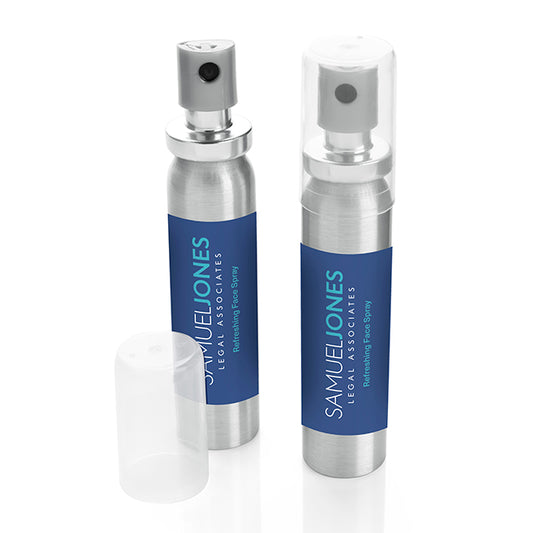 Pocket Sized Face Spray (20ml) branded personal care item in silver printed with your company logo