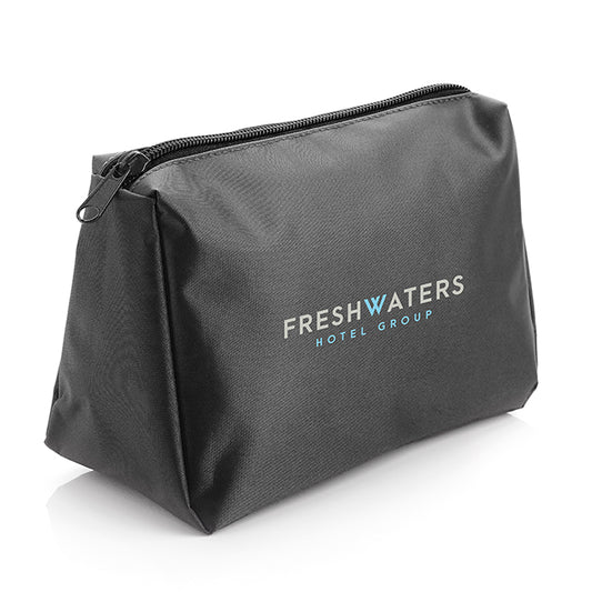 Black Nylon Toiletry Bag branded personal care item in black printed with your company logo