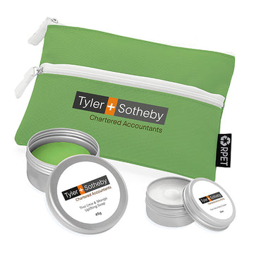 Thai Lime & Mango Hand Care Set in a Printed rPET Bag branded home accessory in green printed with your company logo