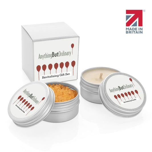 2 Piece Revitalising Set in a Box branded personal care item in white printed with your company logo