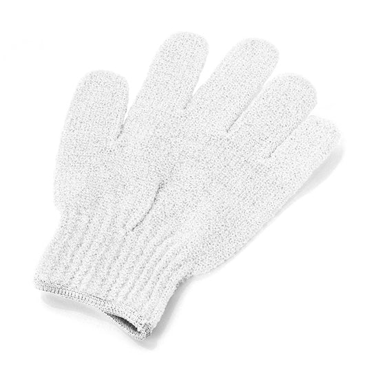 White Exfoliating Massage Glove/Mitt branded wellbeing gift in white printed with your company logo