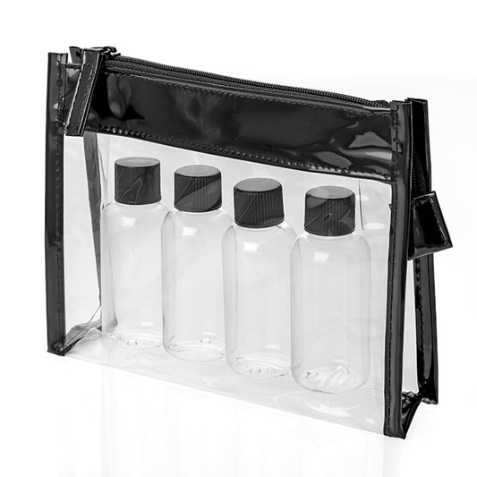 5 piece Travel Set in a Black/Clear Zippered Bag branded travel essential in black/clear printed with your company logo