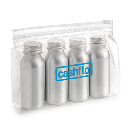 5 Piece EVA Airline Travel Pack branded travel essential in clear printed with your company logo