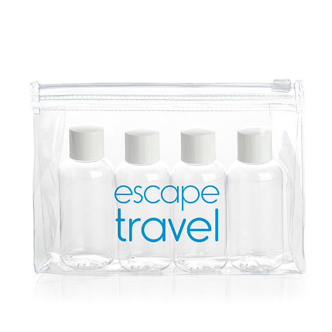 5 Piece PVC Airline Travel Pack branded travel essential in clear printed with your company logo