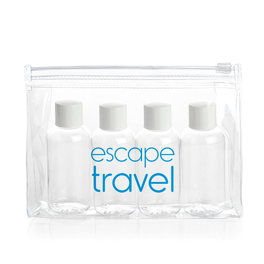 5 Piece PVC Airline Travel Pack branded travel essential in clear printed with your company logo