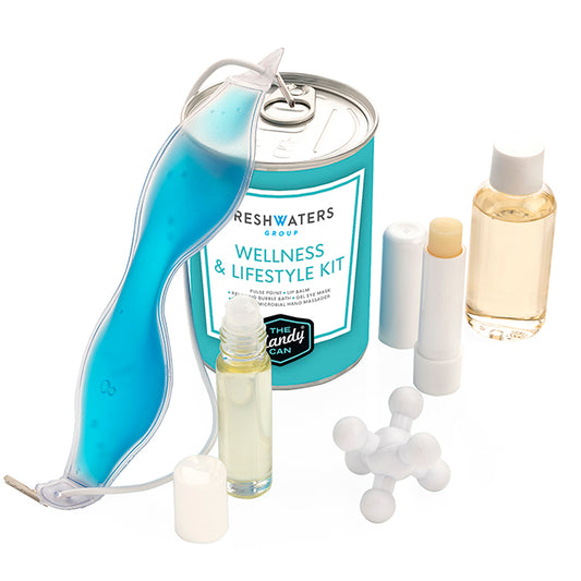 Wellness & Lifestyle Handy Can Kit branded personal care item in silver printed with your company logo