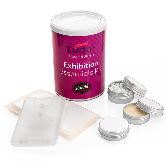 Exhibition Survival Handy Can Kit branded personal care item in silver printed with your company logo