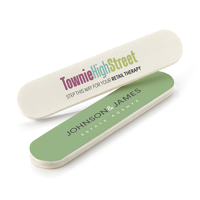 White Foam Backed Emery Board/Nail File (10cm) branded beauty item in white printed with your company logo
