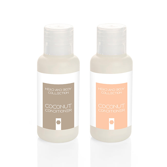 Coconut Conditioner in a PCR Bottle (50ml) branded personal care item in white printed with your company logo