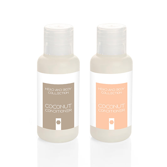 Coconut Conditioner in a PCR Bottle (50ml) branded personal care item in white printed with your company logo