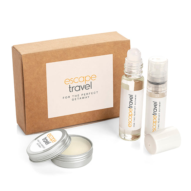 3pc Relaxing Essentials Kit in a Box branded wellbeing gift in brown/silver printed with your company logo