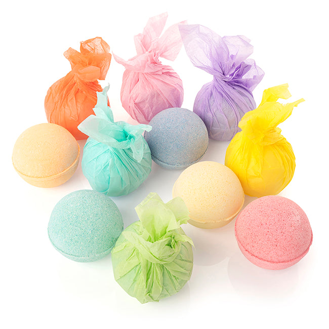 Bath Bomb/Fizzer in a Brown Box (62mm) branded wellbeing gift in blue, green, orange, pink, purple, yellow printed with your