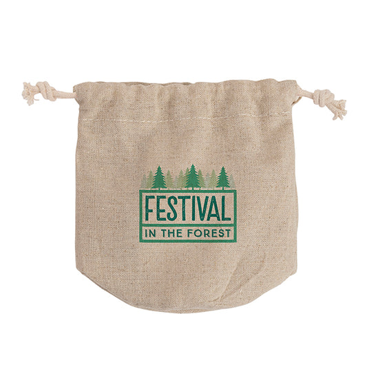Small Natural Hemp Bag branded bag in brown, orange, purple, white printed with your company logo