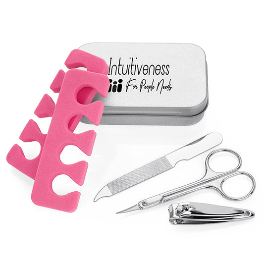 5 Piece Manicure Set in a Tin branded beauty item in pink, silver printed with your company logo
