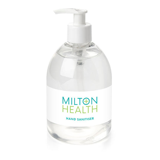 Antibacterial Hand Sanitiser Gel (500ml) branded hygiene essential in clear printed with your company logo