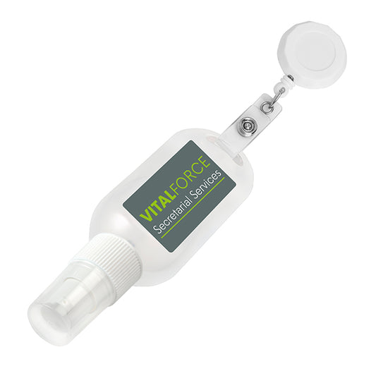 Antibacterial Hand Sanitiser on a Roll Clip (50ml) branded hygiene essential in blue, clear, orange, pink, purple printed