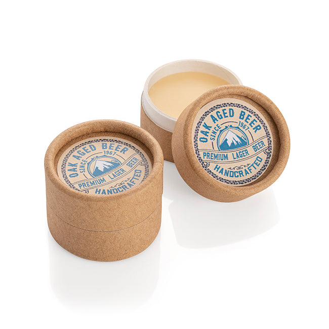 Eco Lip Balm Jar branded beauty item in brown printed with your company logo