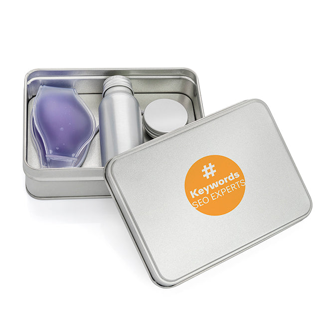Hangover Survival Kit in a Tin branded personal care item in silver printed with your company logo