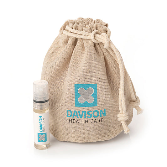 Sleep Set in a Hemp Bag branded wellbeing gift in beige/clear printed with your company logo