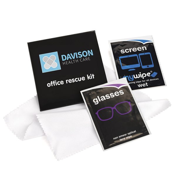 Pocketmate Rescue Kit Office branded desk accessory in white printed with your company logo