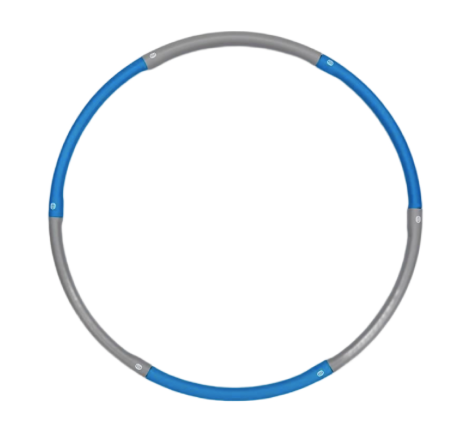 Blue and grey hula hoop made from detachable sections