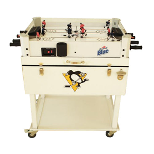 Ice hockey game cooler table in powder-coated steel on wheels