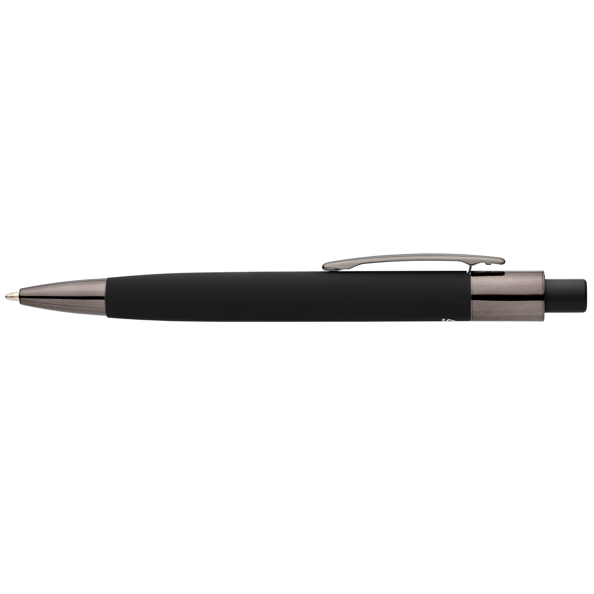 Malmö Recycled Aluminium Soft Touch Barrel Pen promotional pen in black laser engraved with your company logo
