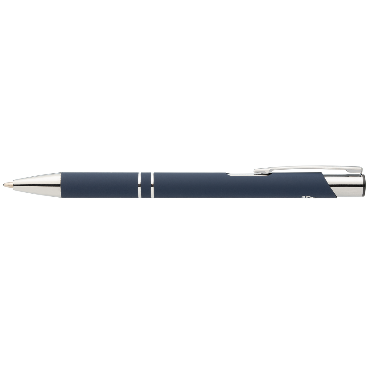 Tres-Chic Recycled Aluminium Chrome Trim Pen promotional pen in navy blue laser engraved with your company logo