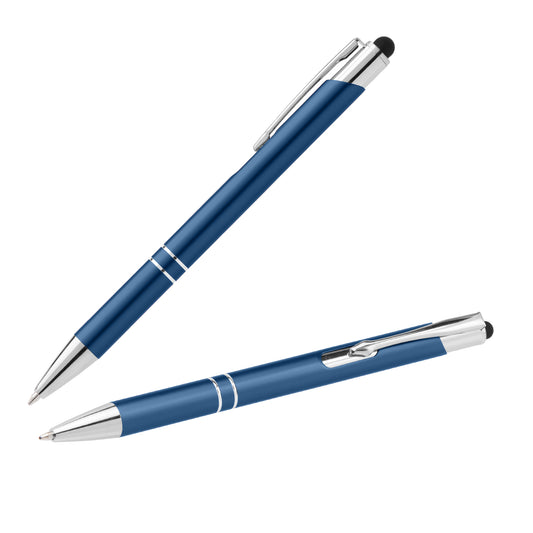 Crosby Matte Stylus Pen promotional pen in cool gray laser engraved with your company logo