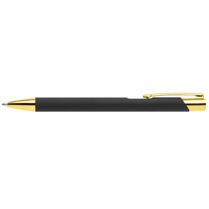 Crosby Gold Softy Pen promotional pen in black laser engraved with your company logo
