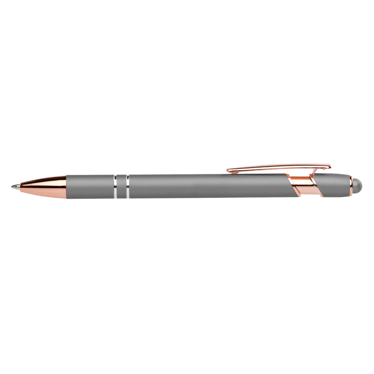 Prince Softy Rose Gold Metallic with Stylus promotional pen in silver laser engraved with your company logo