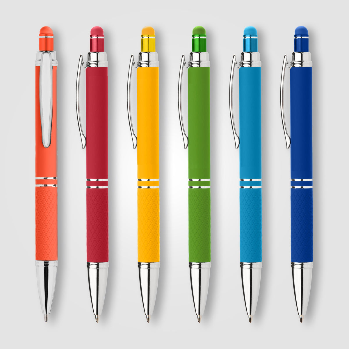 Phoenix Softy Brights Gel Pen with Stylus promotional pen in assorted colours printed with your company logo