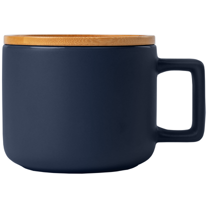 Café Virtuoso promotional mug in navy blue laser engraved with your company logo